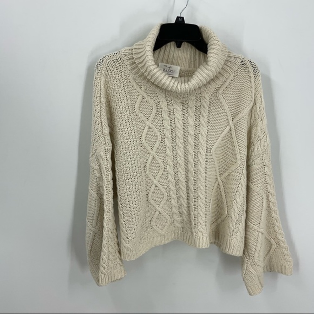 The Native One Oversized Turtleneck Cableknit Cro… - image 1